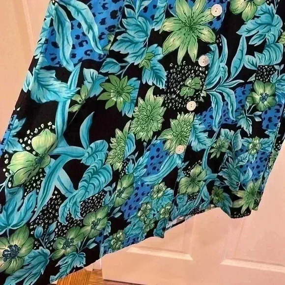 Croft & Barrow Maxi Dress. Sleeveless. Button down. Green & Blue Floral . 14P - Picture 6 of 11